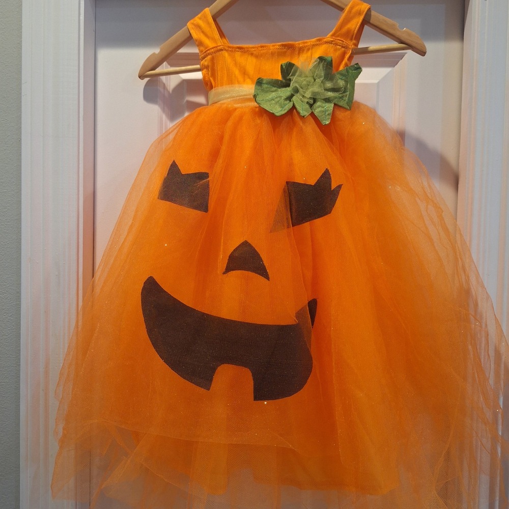 Pottery Barn Kids Pumpkin Tutu Dress 4-6 Orange Halloween Costume Jack-O-Lantern